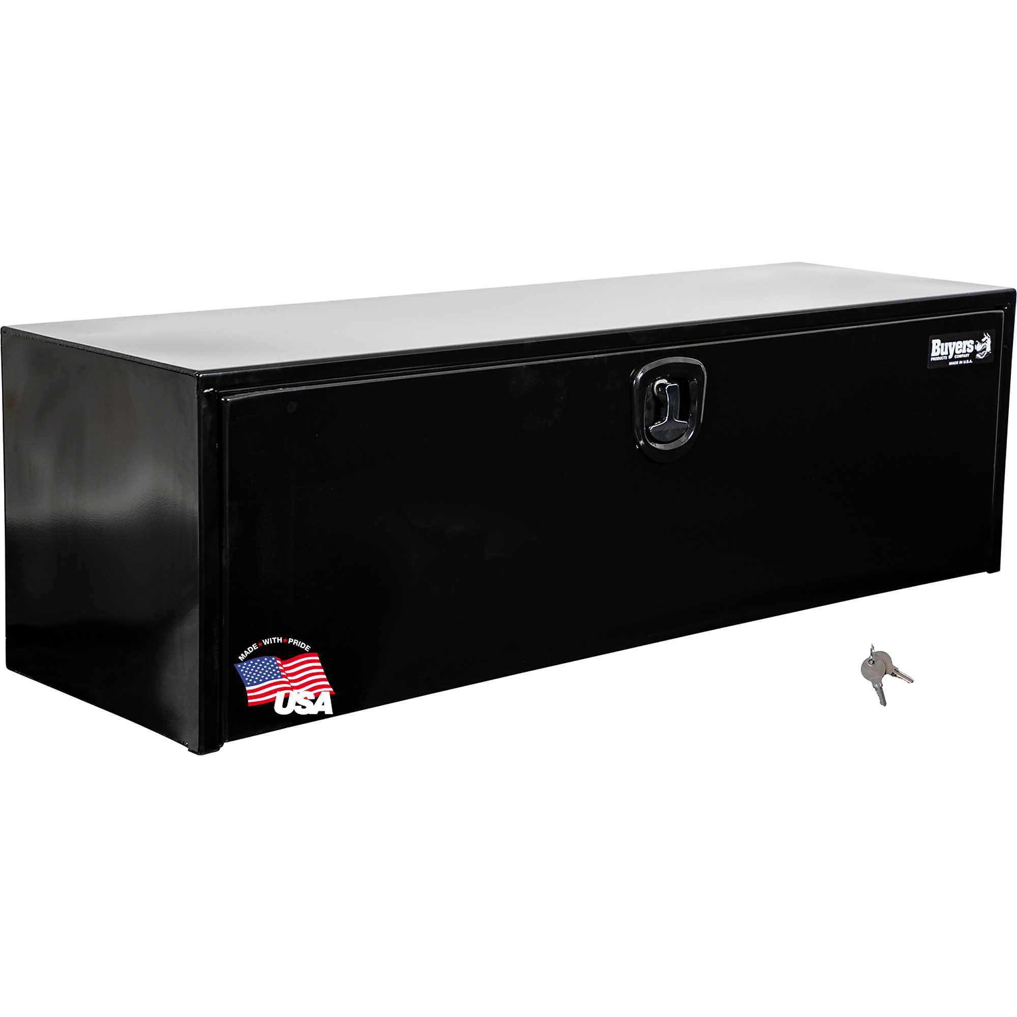 Buyers Products, 60x18x18in. Underbody Truck Bed Tool Job Storage Box, Width 60 in, Material Carbon Steel, Color Finish Glossy Black, Model# 1732315